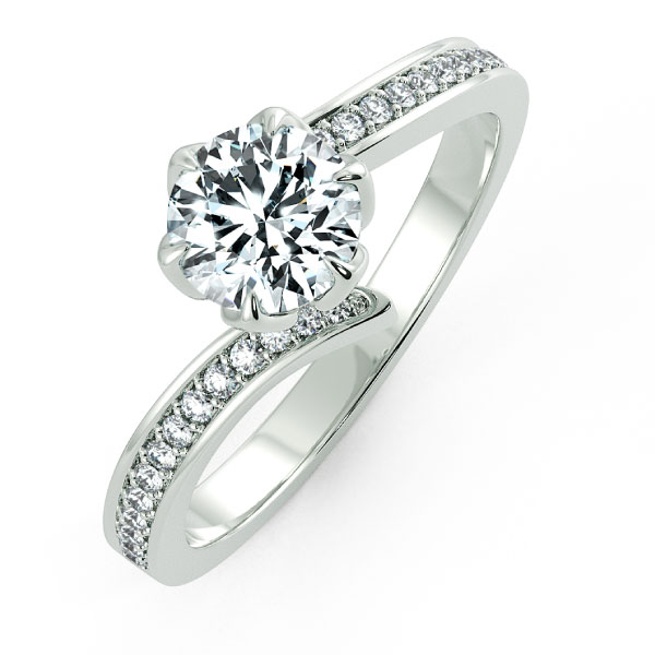 Floral Cathedral Engagement Ring with Eternity Band NCH1514 3