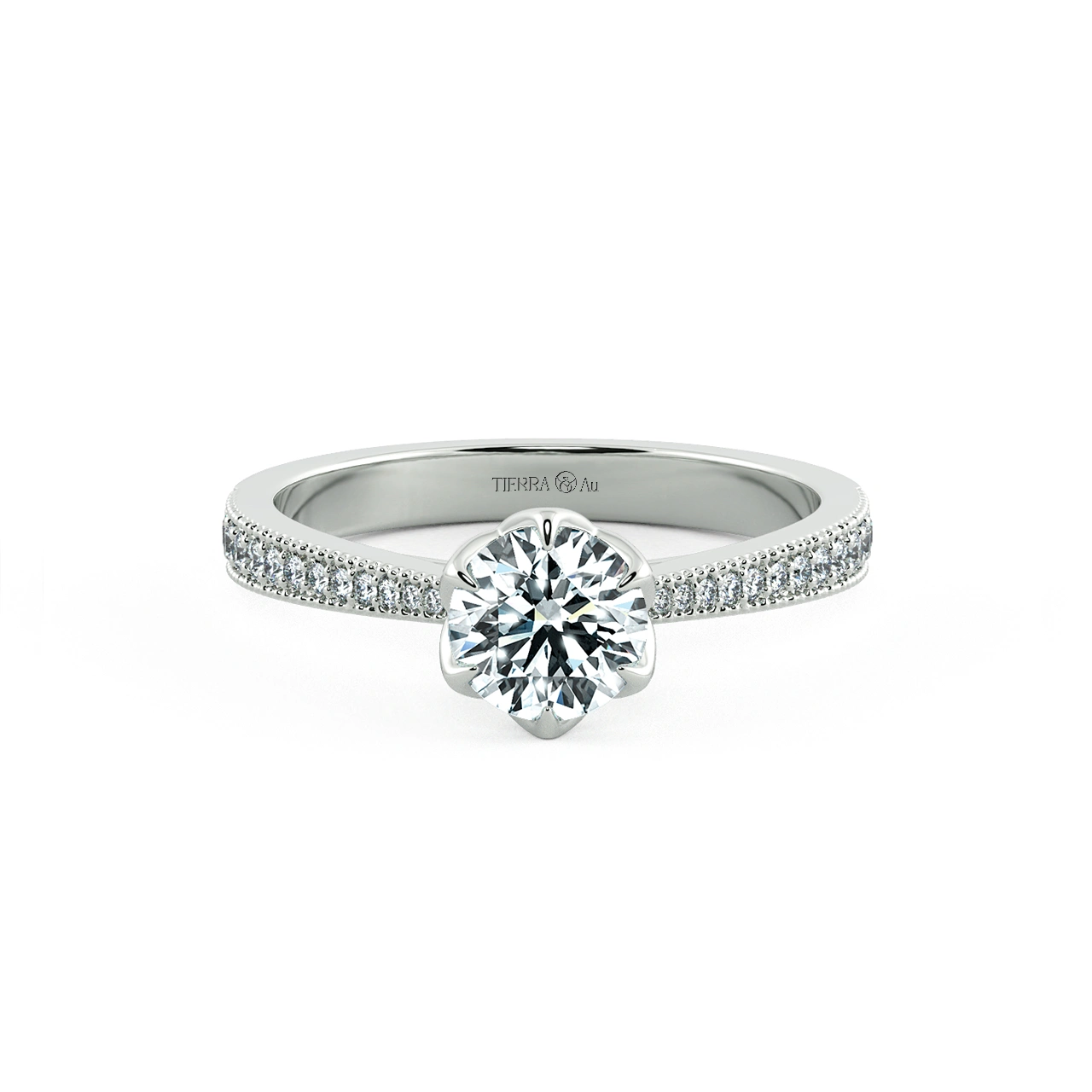 Cathedral Engagement Ring with Stylized Prong Setting NCH1515 1