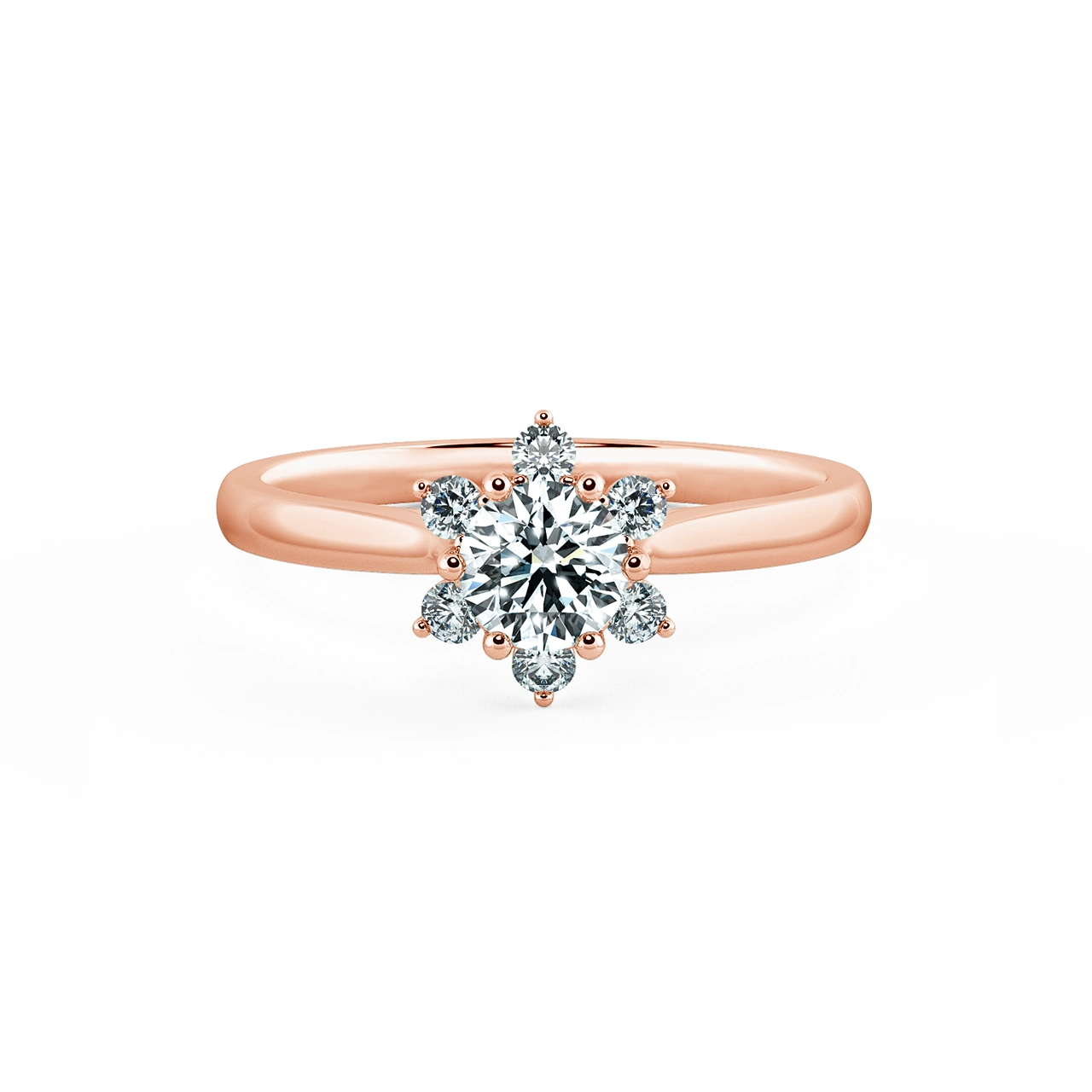 Small Halo Snowflake Engagement Ring with Shiny Band NCH2001 1