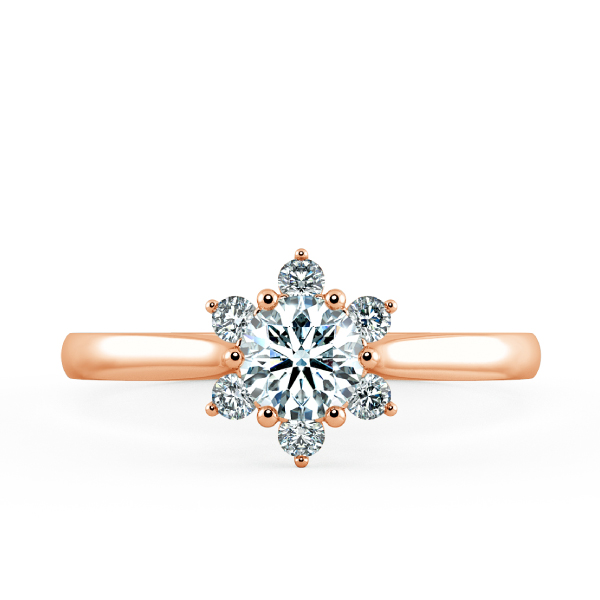 Small Halo Snowflake Engagement Ring with Shiny Band NCH2001 2