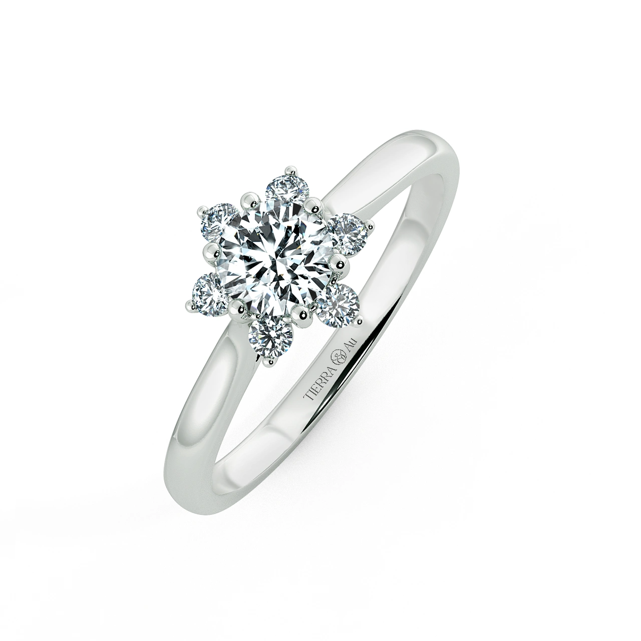 Small Halo Snowflake Engagement Ring with Shiny Band NCH2001 3