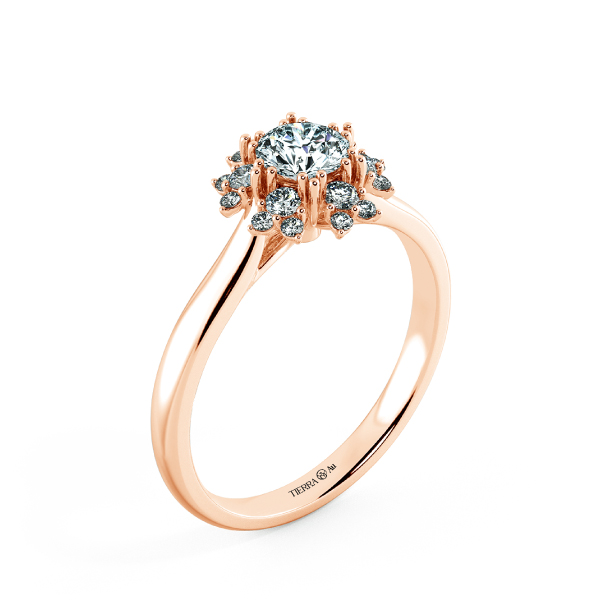 Apricot Blossom Halo engagement Ring with shiny Band NCH2002 4