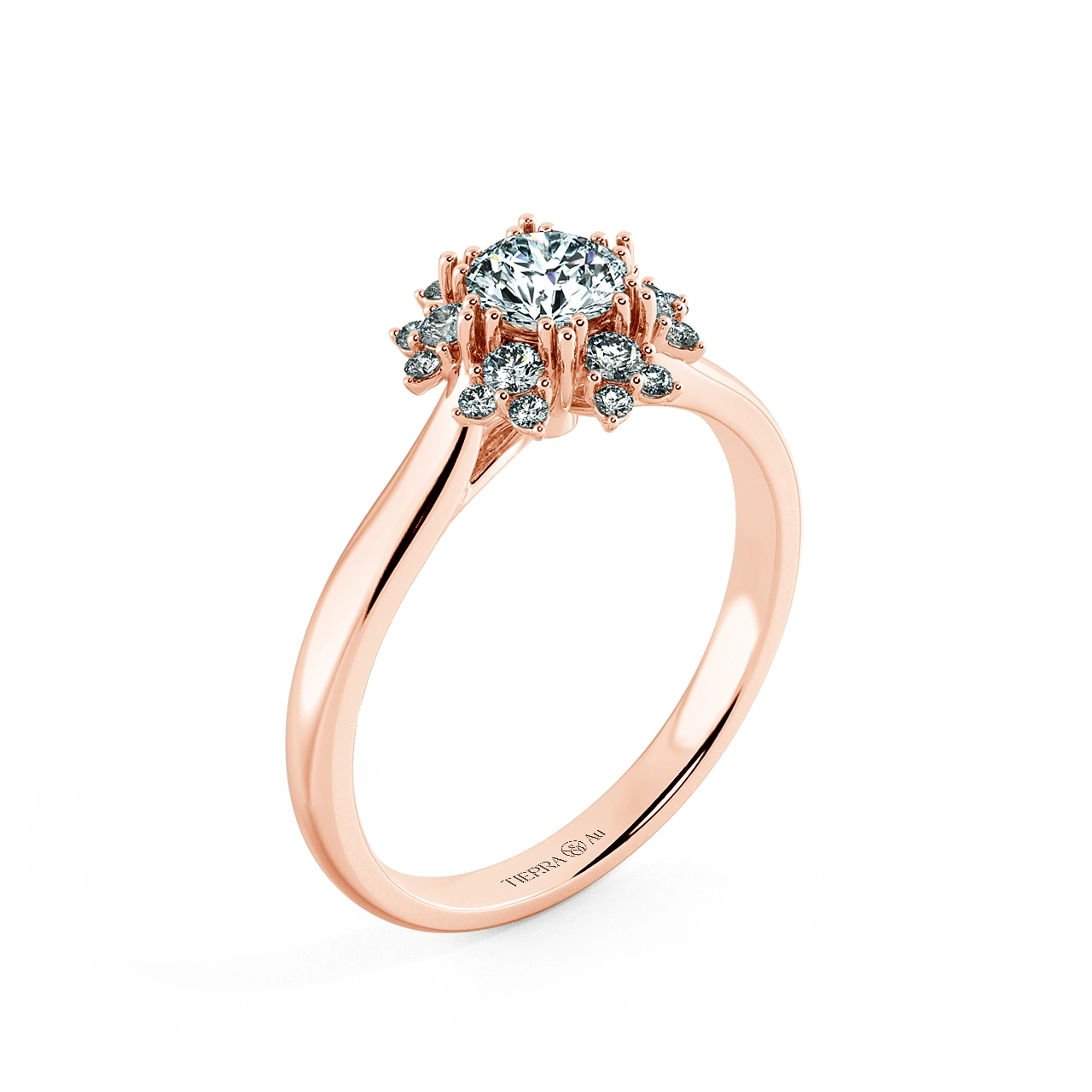 Apricot Blossom Halo engagement Ring with shiny Band NCH2002 4