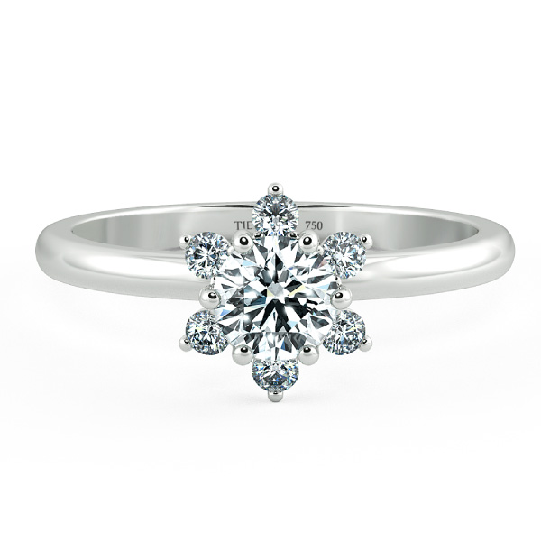 Small Halo Snowflake Engagement Ring, Shiny Band with Bezel Setting NCH2003 1