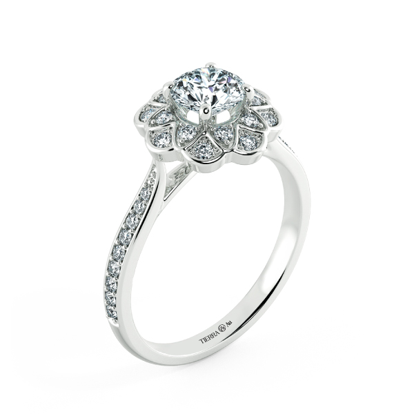 Halo Floral Design Engament Ring with Eternity Band NCH2004 4