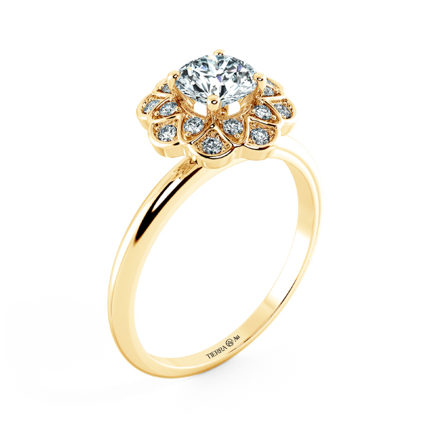 Halo Floral Design Engament Ring with Shiny Band NCH2005 4