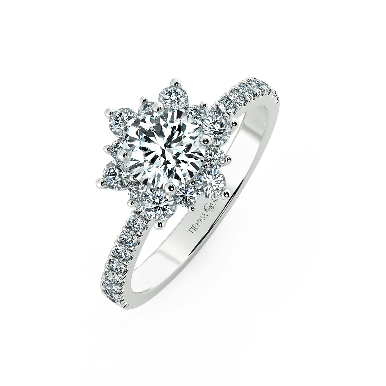 Petal Halo Engagement Ring with Eternity Band NCH2007 3