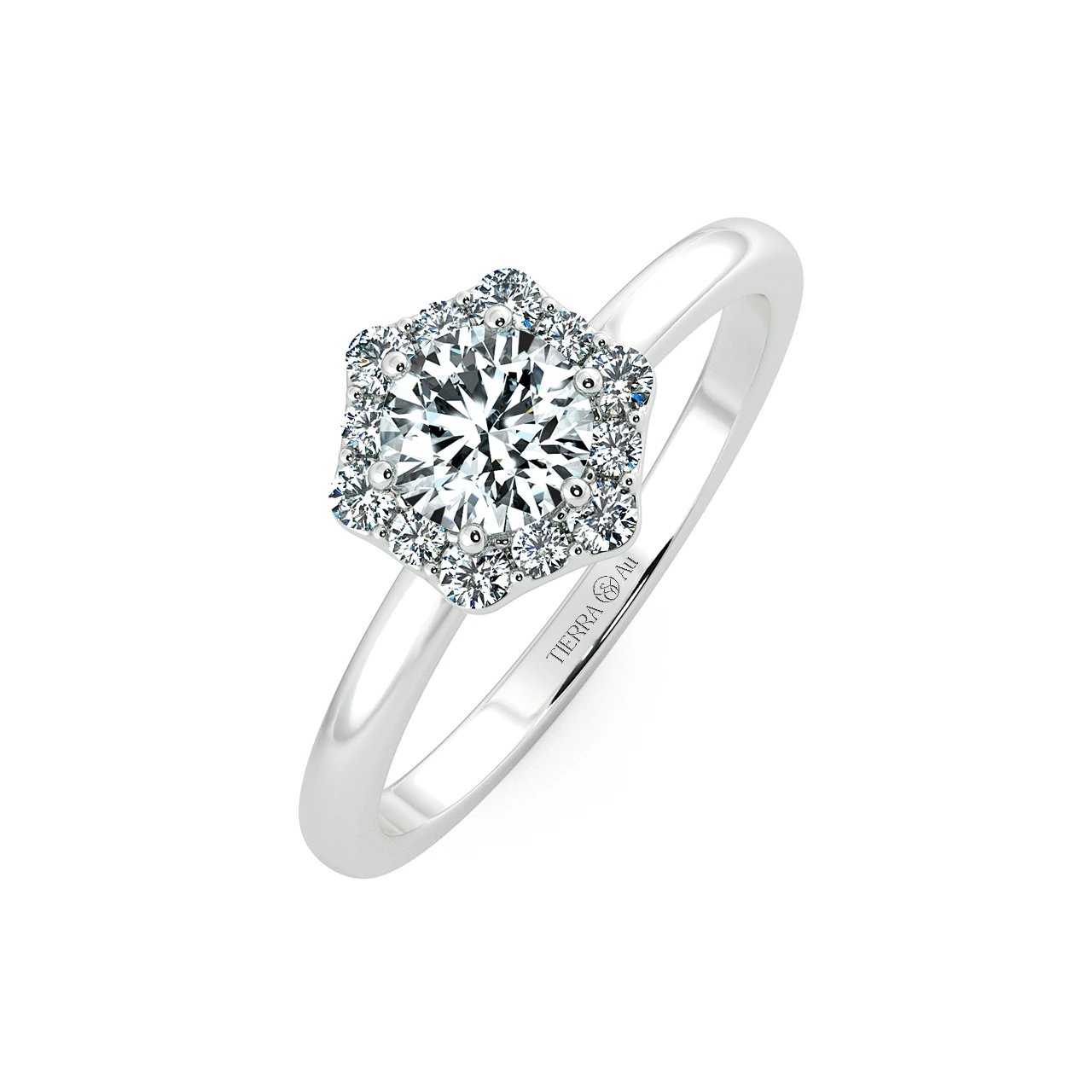 Single Classic Octagonal Halo Engagement Ring NCH2104 3