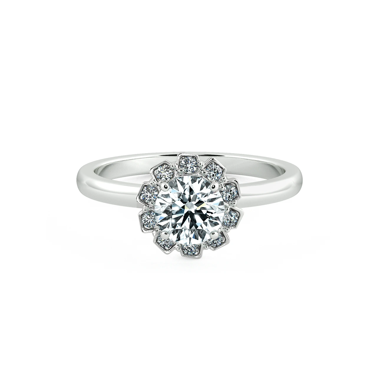 Single Halo Engagement Ring with Stylized NCH2106 1