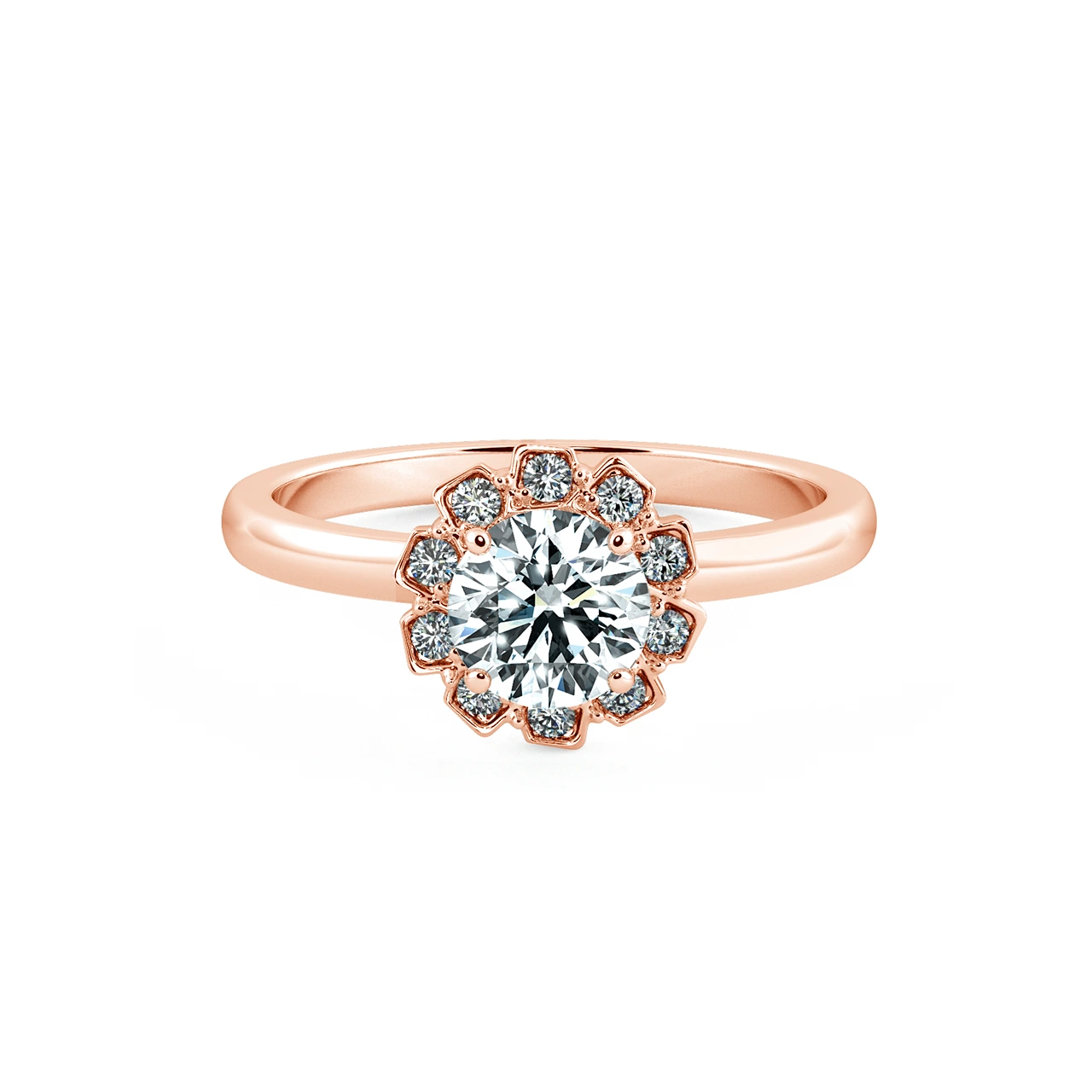 Single Halo Engagement Ring with Stylized NCH2106 1