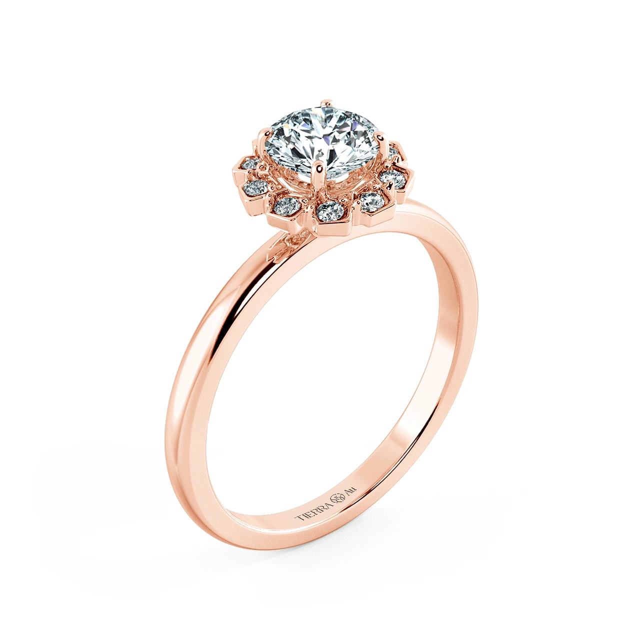 Single Halo Engagement Ring with Stylized NCH2106 4