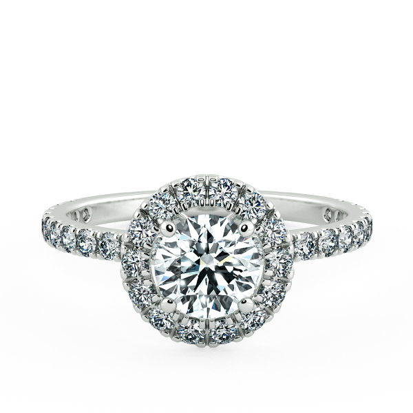 Round Halo Engagement Ring with Eternity Band NCH2201 1