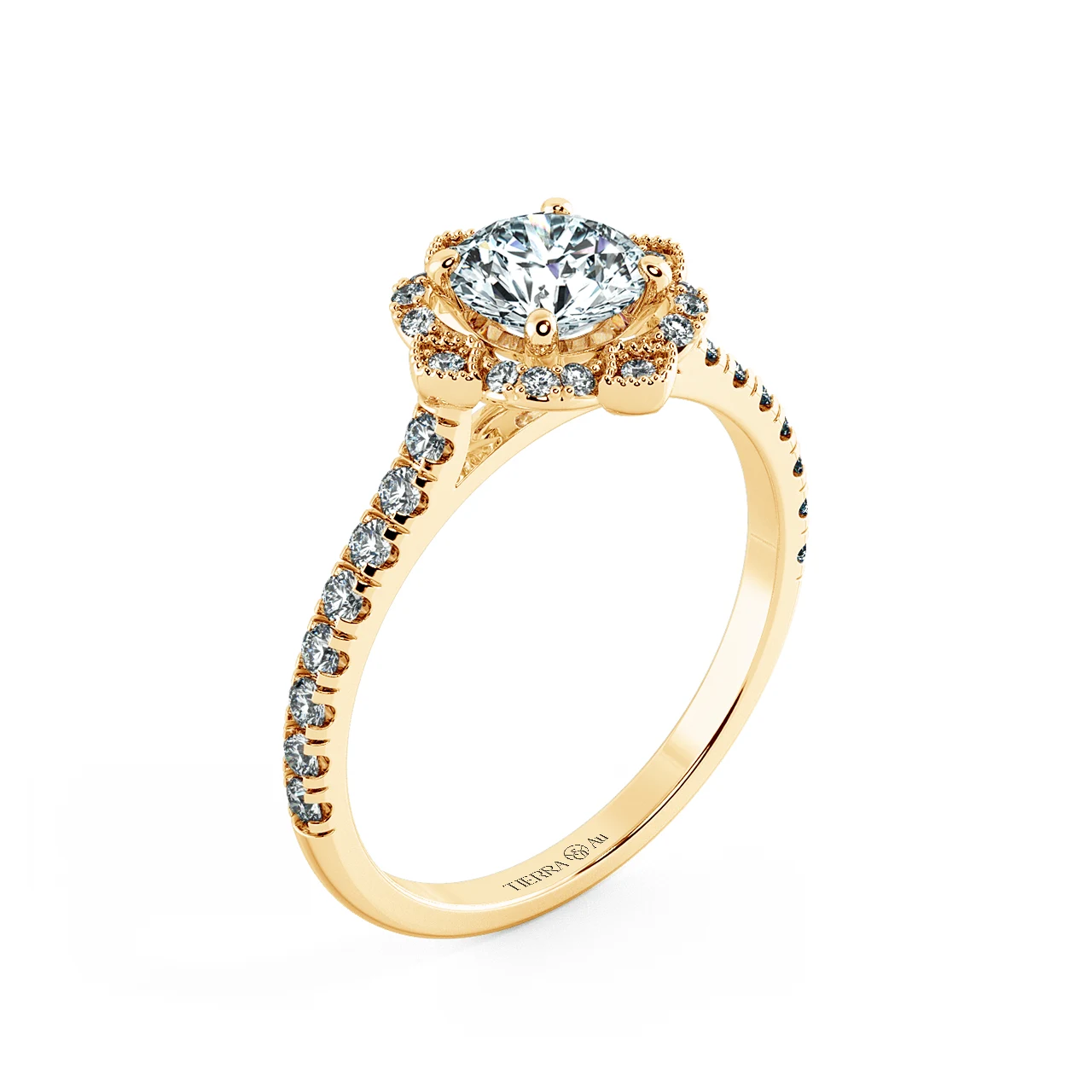 Halo Floral Engagement Ring with Eternity Band NCH2402 4