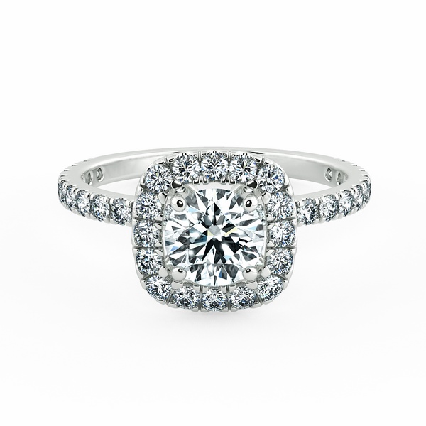 Halo Cushion Engagement Ring with Eternity Band NCH2204 1