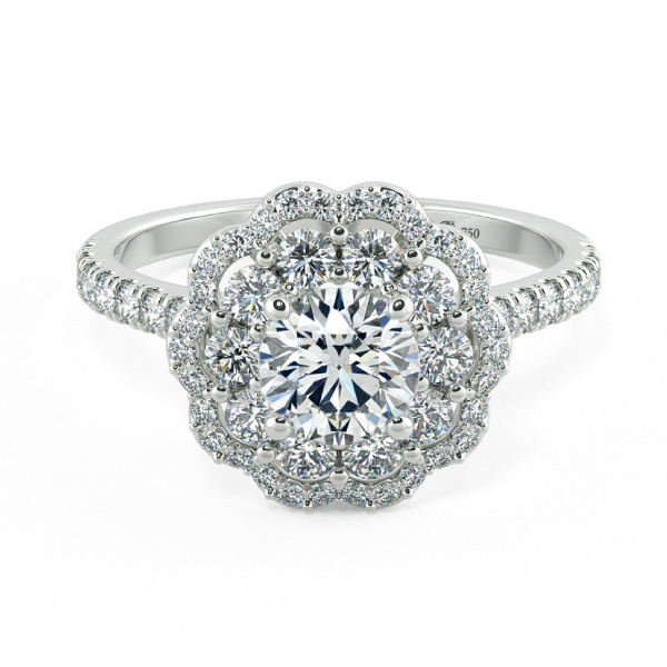 Floral Double Halo Engagement Ring NCH2304 1