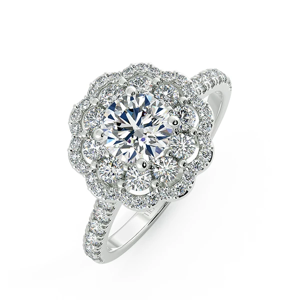 Floral Double Halo Engagement Ring NCH2304 3