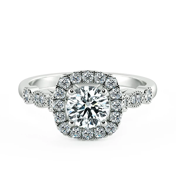 Halo Cushion Engagement Ring with Eternity Band NCH2401 1