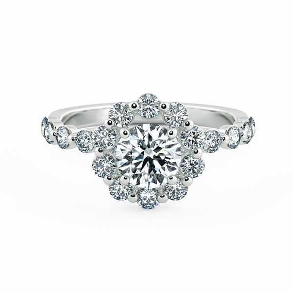 Halo Floral Engagement Ring with Eternity Band NCH2402 1