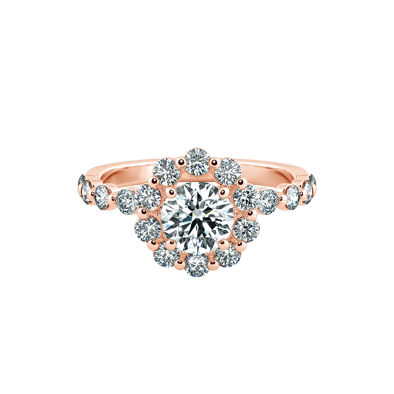 Halo Floral Engagement Ring with Eternity Band NCH2402 1