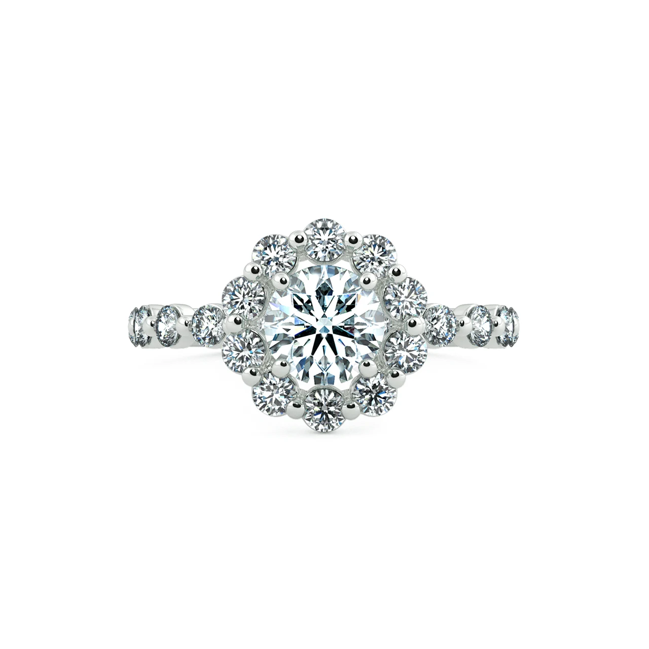 Halo Floral Engagement Ring with Eternity Band NCH2402 2