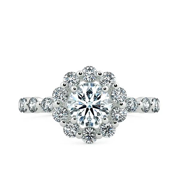 Halo Floral Engagement Ring with Eternity Band NCH2402 2