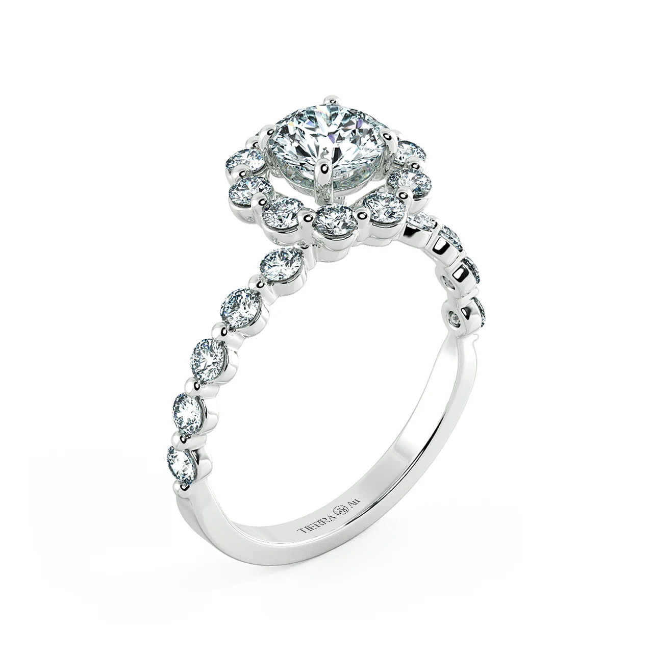 Halo Floral Engagement Ring with Eternity Band NCH2402 3