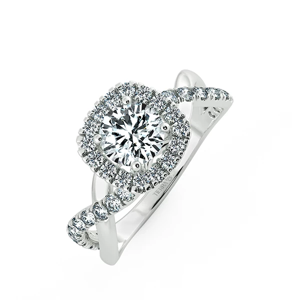 Twiss Halo Cushion Engagement Ring with Eternity Band NCH2405 3