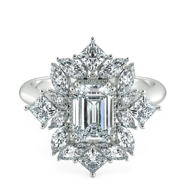 Nhẫn kim cương Emerald kết hợp Fancy Halo NKC8210 1