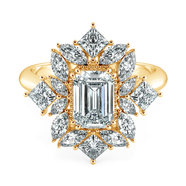 Nhẫn kim cương Emerald kết hợp Fancy Halo NKC8210 1