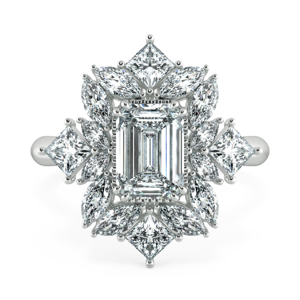 Nhẫn kim cương Emerald kết hợp Fancy Halo NKC8210 2