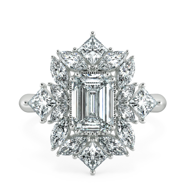 Nhẫn kim cương Emerald kết hợp Fancy Halo NKC8210 2