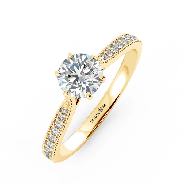 Six Prongs Solitaire Pave Engagement Ring with Milgrain NCH1204 3