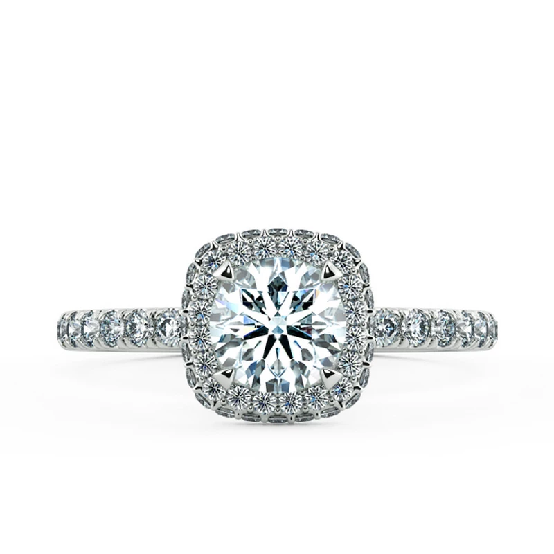 Halo Cushion Engagement Ring with Necklace NCH2009 2
