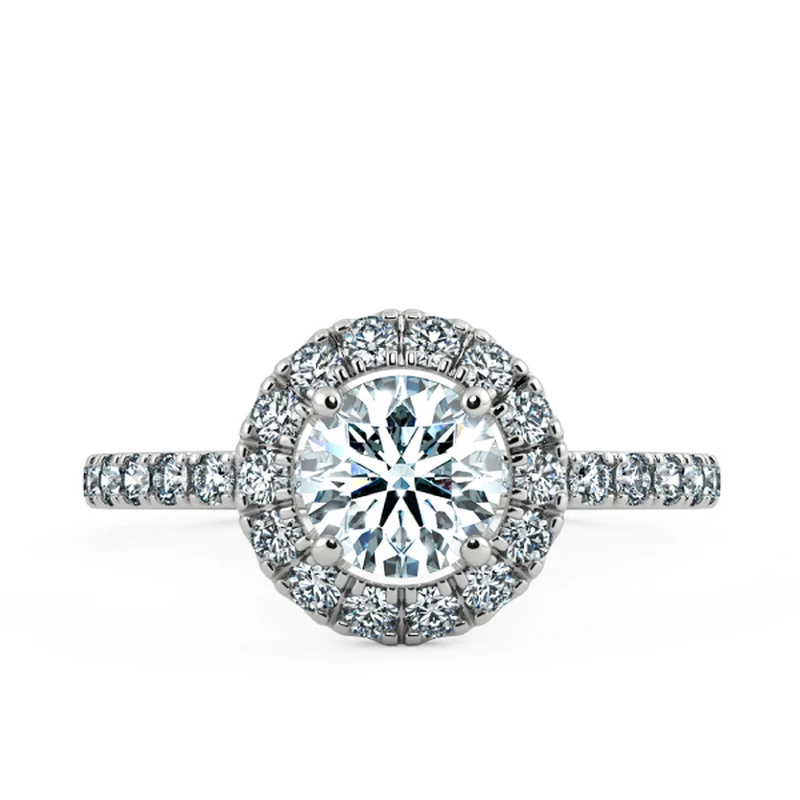 Round Halo Engagement Ring with Eternity Band NCH2201 2