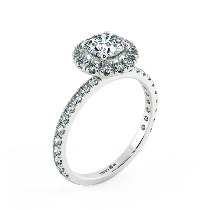 Round Halo Engagement Ring with Eternity Band NCH2201 4