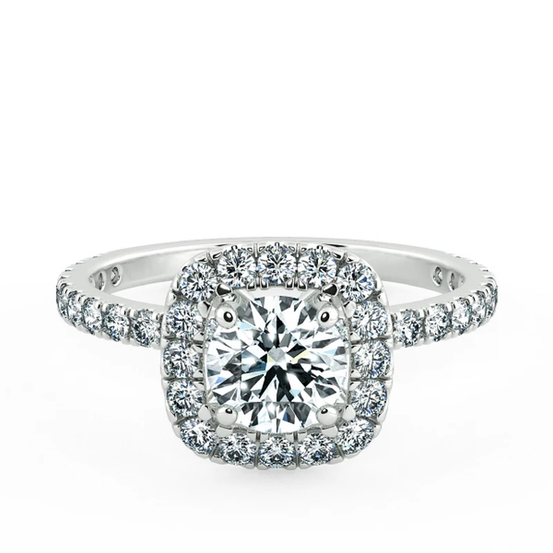 Halo Cushion Engagement Ring with Eternity Band NCH2204 1