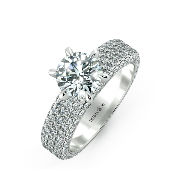 Solitaire Pave Engagement Ring with Large Band NCH1205 3