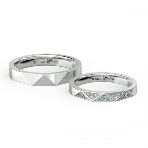 Cặp nhẫn cưới kim cương với kiểu dáng tinh tế
