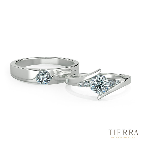 Nhẫn cưới kim cương đẹp NCC3006 có sự phối hợp hài hòa giữa chiếc nhẫn nam và nữ 