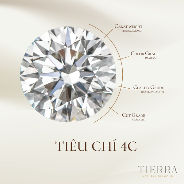 GIA đã đưa ra bộ tiêu chuẩn để đánh giá viên kim cương dựa trên 4 yếu tố