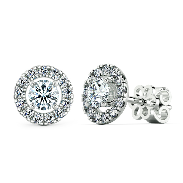 Round Halo Earrings with Gaping Halo Circle BTA2102 2