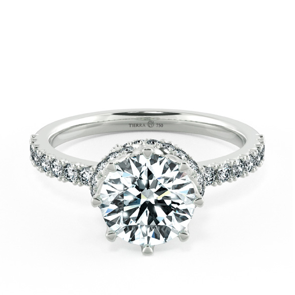Solitaire Pave Engagement Ring with The Bow At Neck NCH1307