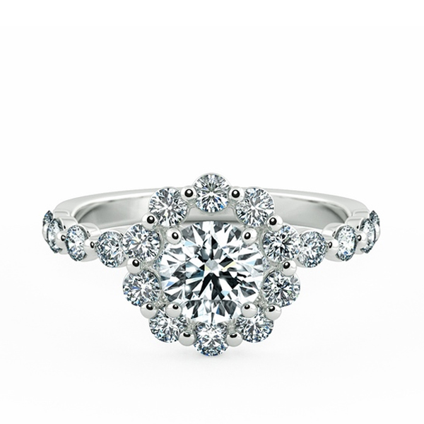 Halo Floral Engagement Ring with Eternity Band NCH2402
