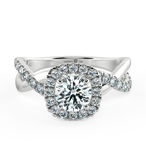 Twiss Halo Cushion Engagement Ring with Eternity Band NCH2405