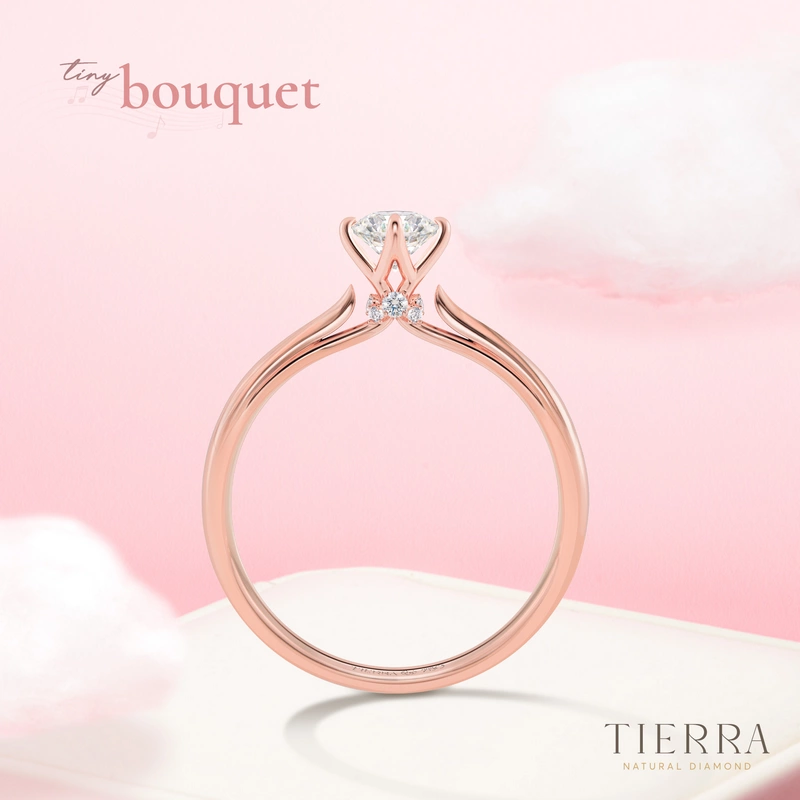 Nhẫn cầu hôn vàng hồng kim cương Solitaire Tiny Bouquet NCH1310 - Tender Love