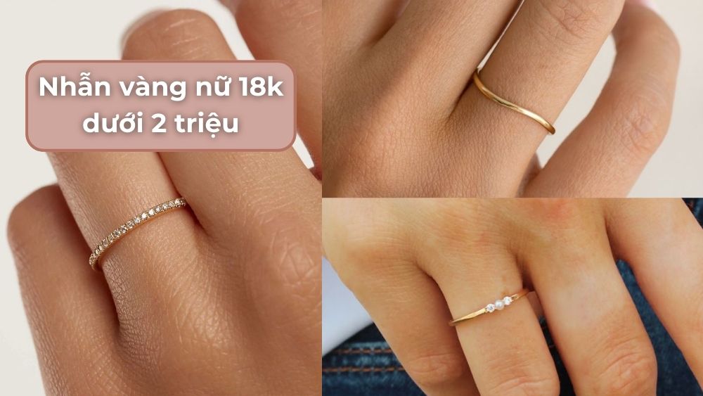 mẫu nhẫn vàng nữ 18k dưới 2 triệu đẹp tinh tế cho nàng