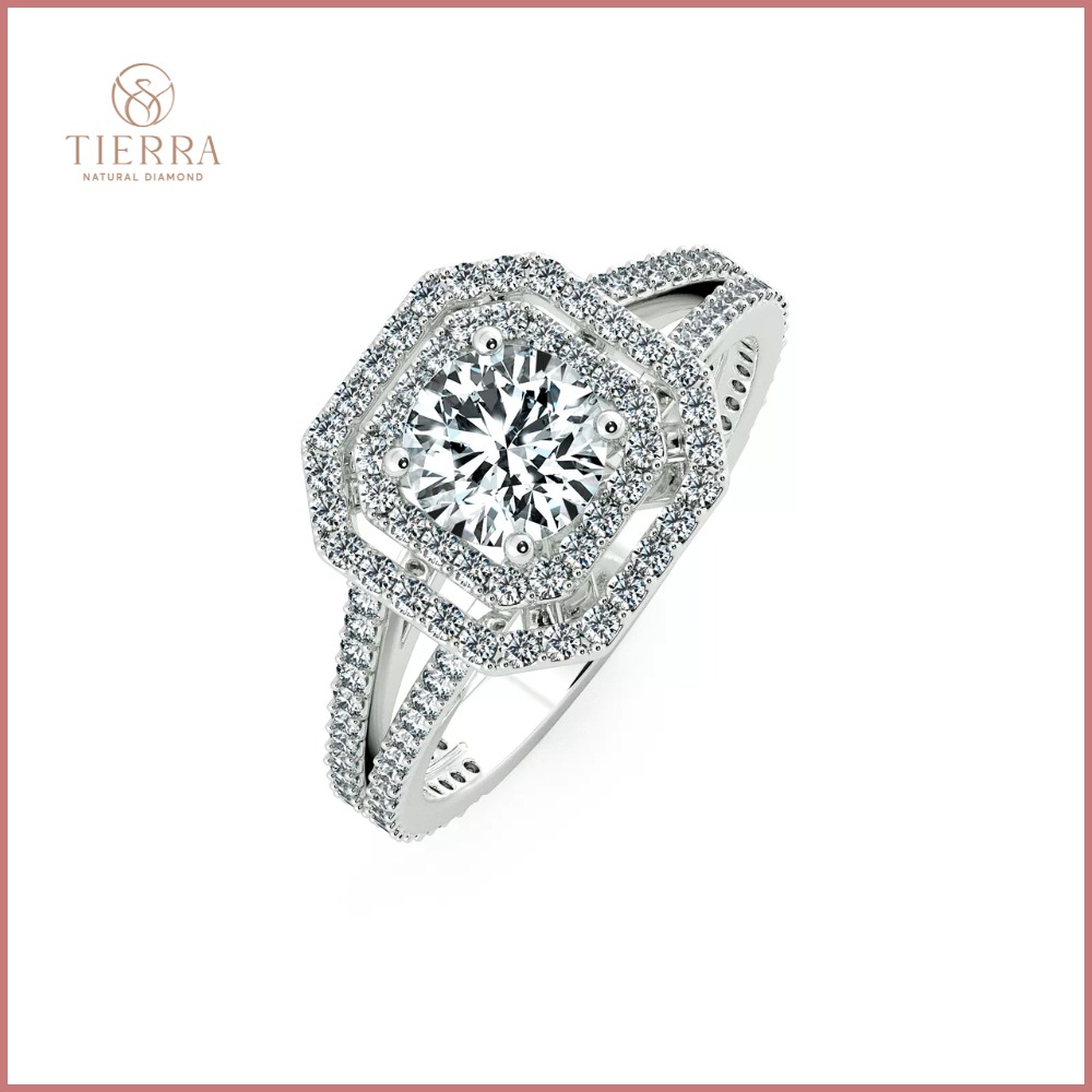 Nhẫn Double Halo - Nhẫn kim cương của sự quý tộc và quyền lực 8 Nhẫn Double Halo vuông NKC2303