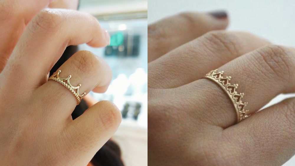 Nhẫn nữ vàng 18K hình vương miện mini