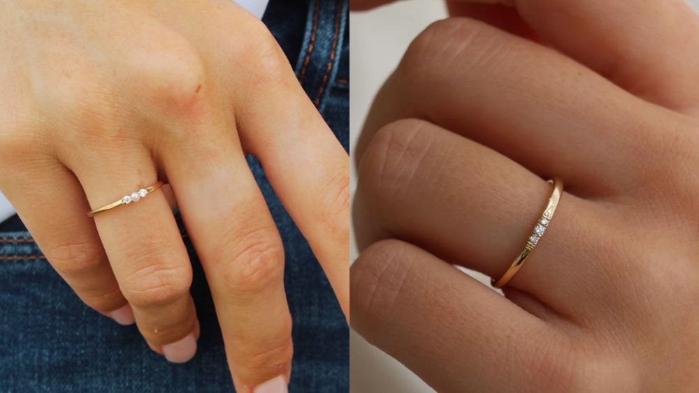 Nhẫn vàng 18K nữ giá dưới 2 triệu đính kim cương tấm