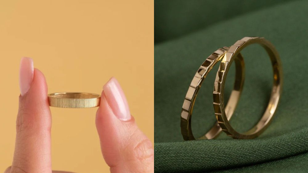 Nhẫn vàng 18K nữ giá dưới 2 triệu nữ họa tiết rãnh nhẹ